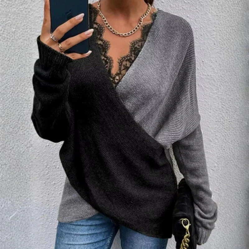 Liza | Sweter damski z długim rękawem, kopertowy fason - Image 4