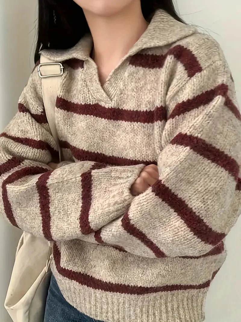 Lois | Damski sweter dzianinowy z dekoltem w serek, miękki i wygodny fason - Image 2