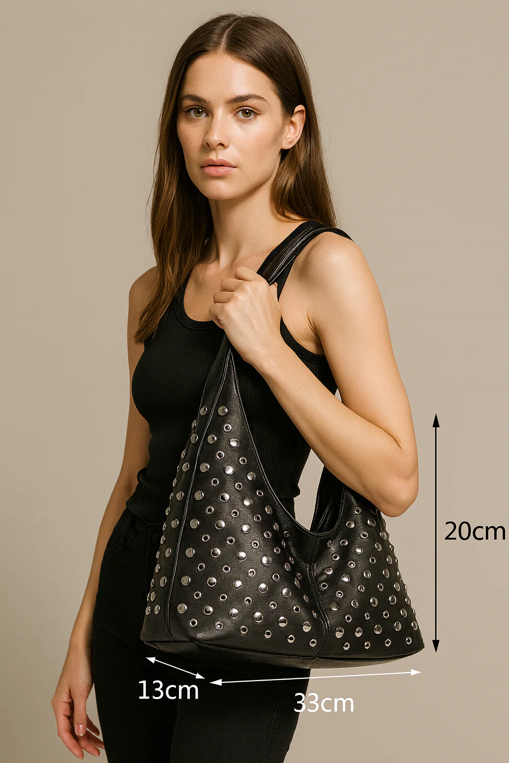 Lorelei | Luksusowa torebka damska na ramię z ćwiekami, elegancki i modny fason - Image 2