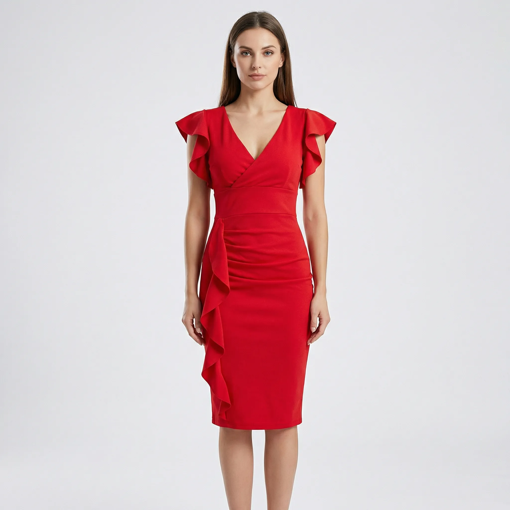 Lorna | Dopasowana sukienka damska z dekoltem w serek, elegancka i kobieca - Image 13