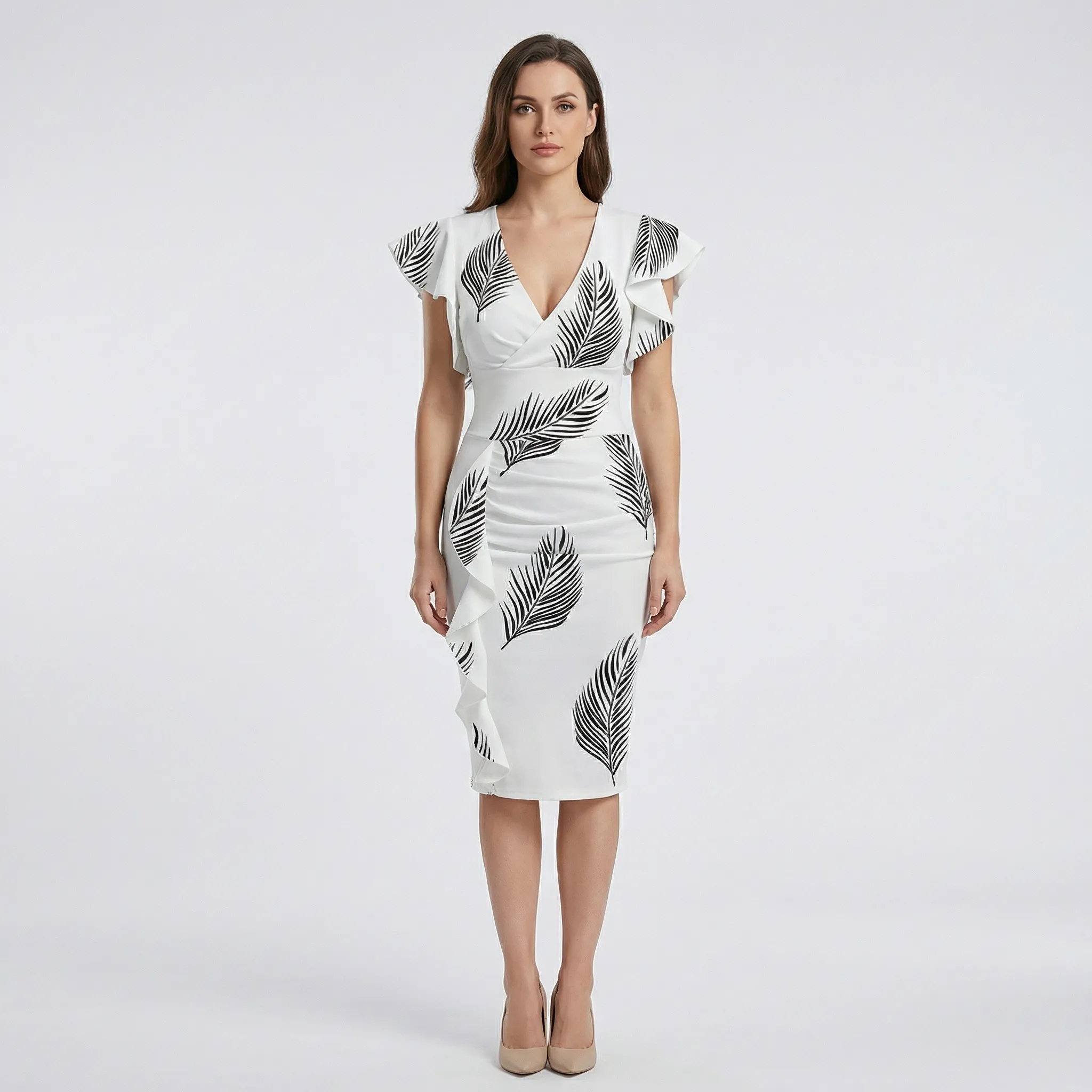Lorna | Dopasowana sukienka damska z dekoltem w serek, elegancka i kobieca - Image 5