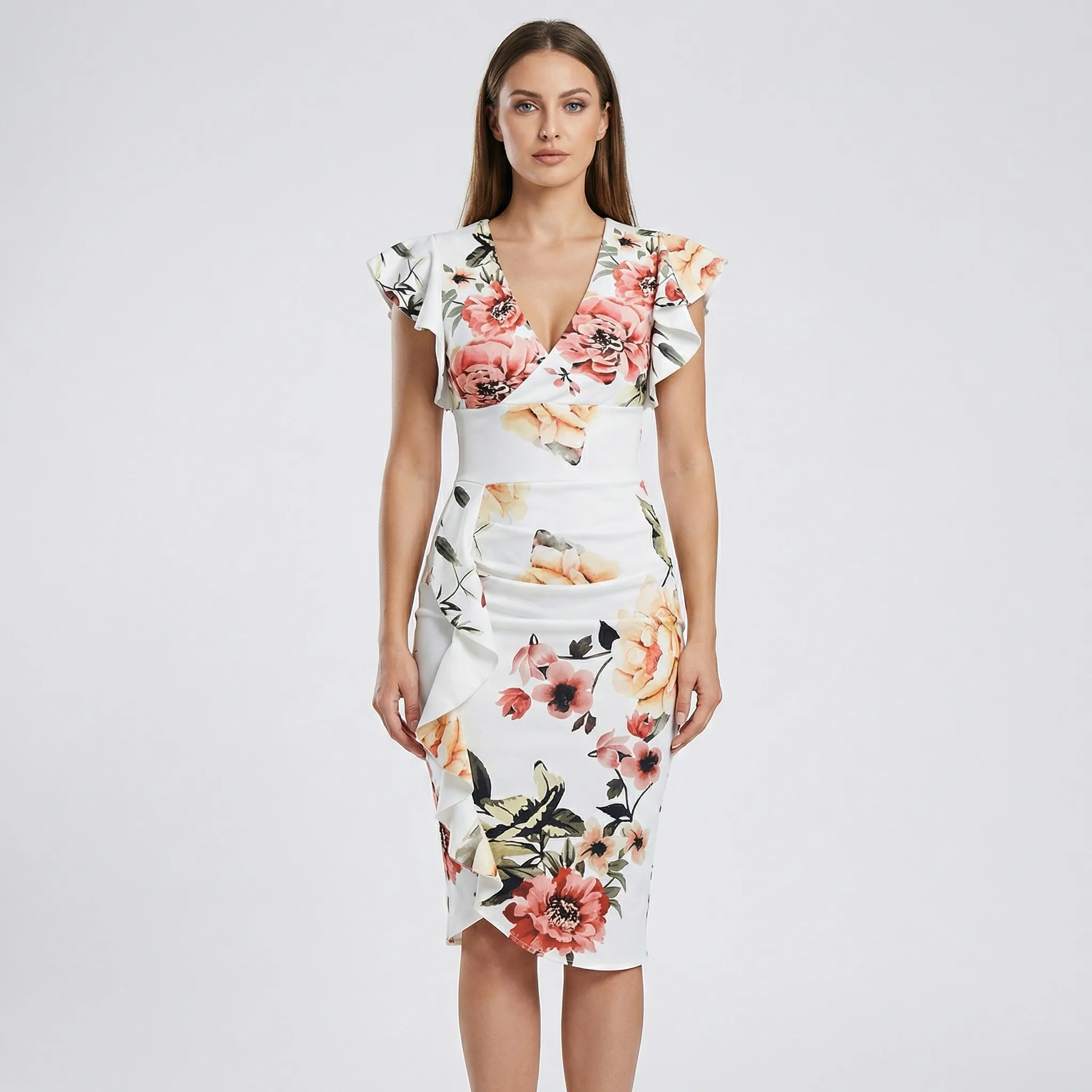Lorna | Dopasowana sukienka damska z dekoltem w serek, elegancka i kobieca - Image 7
