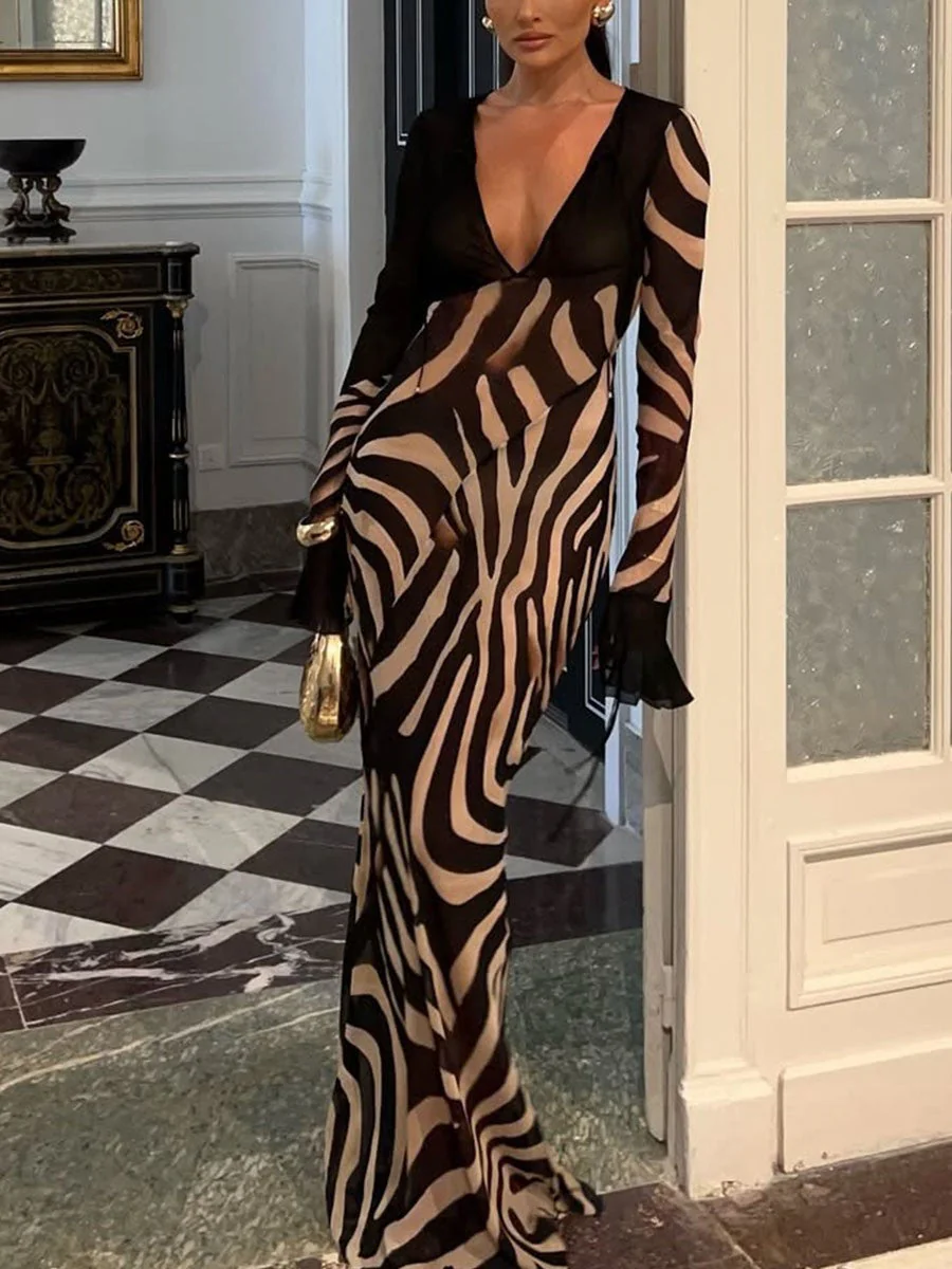 Louisa | Sukienka damska maxi z długim rękawem, elegancka i zwiewna - Image 3