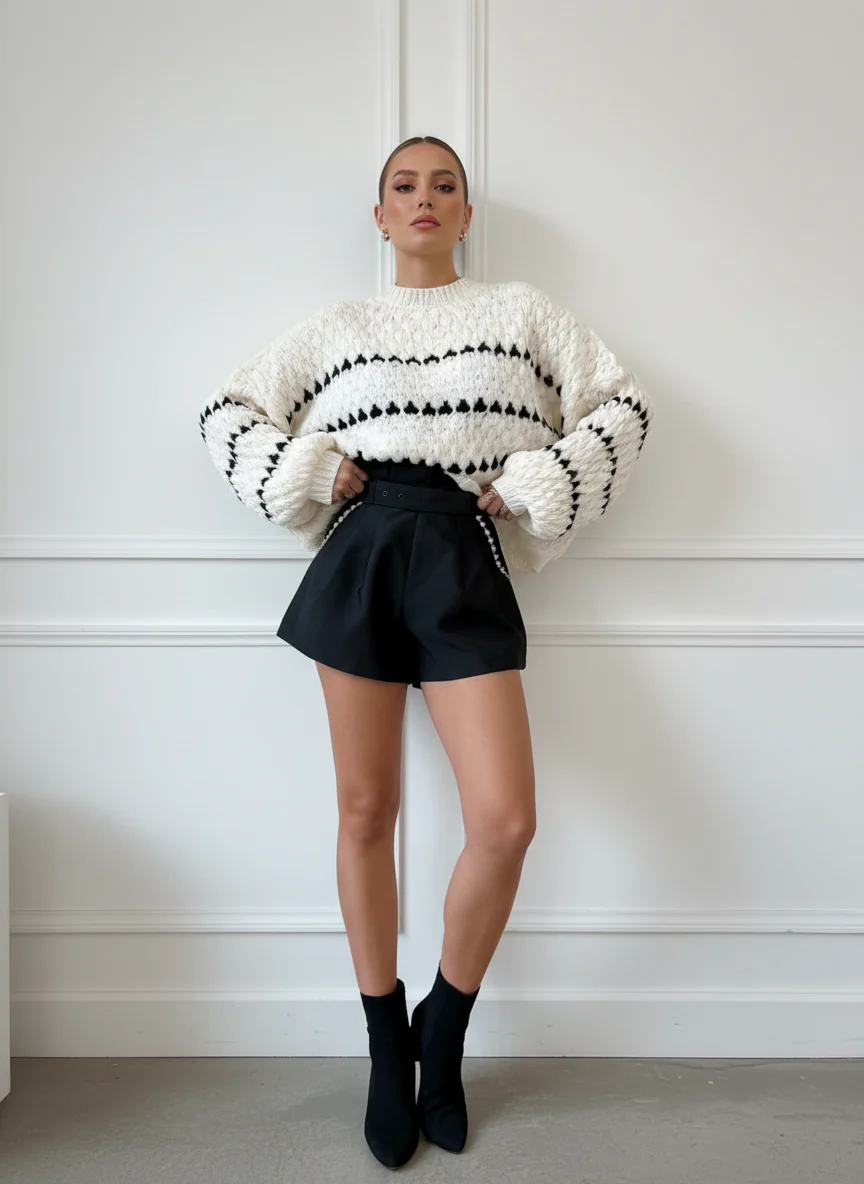 Luci | Nowoczesny damski sweter oversize, dzianinowy z wzorem, wygodny i stylowy fason - Image 2