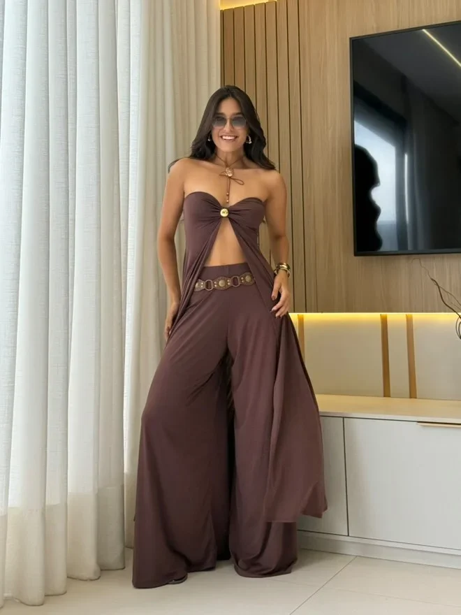 Lucia | Komplet damski dwuczęściowy z palazzo i crop topem, lekki i stylowy - Image 3