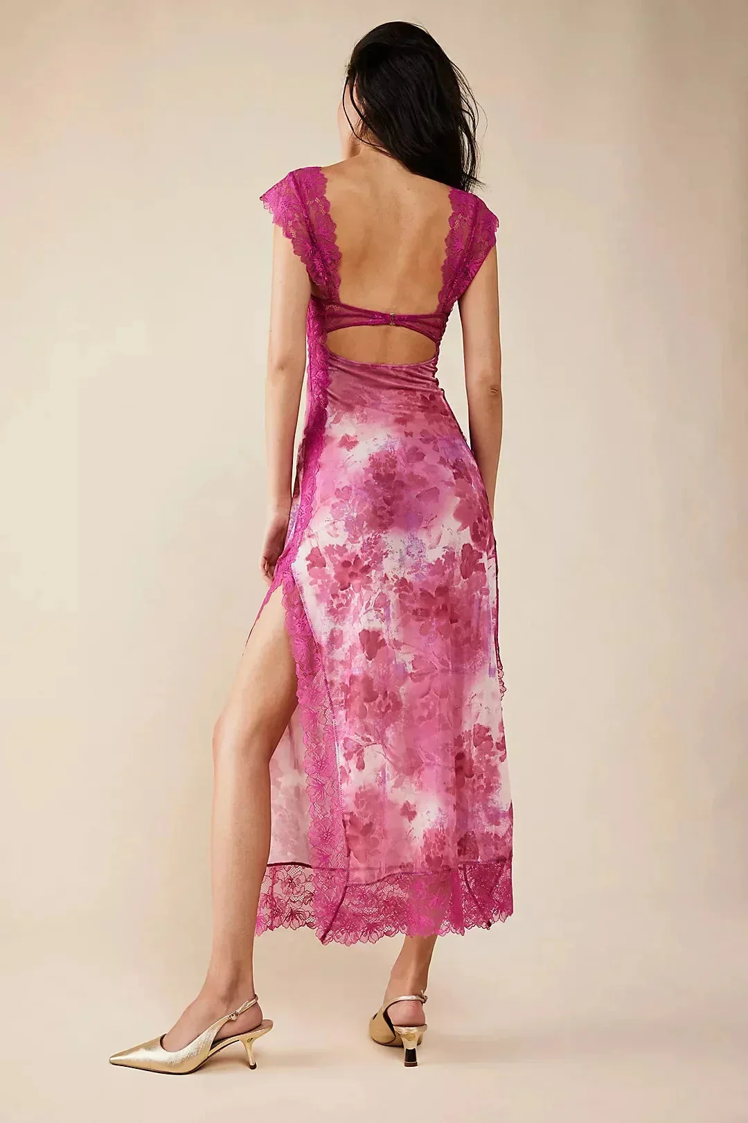 Lucinda | Sukienka damska maxi w kwiaty z przezroczystą koronką - Image 17