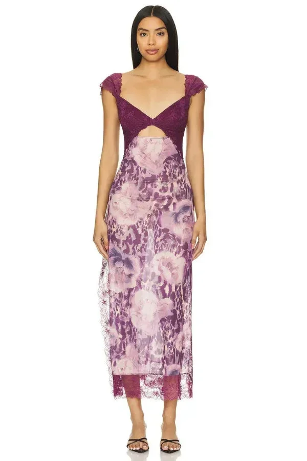 Lucinda | Sukienka damska maxi w kwiaty z przezroczystą koronką - Image 20