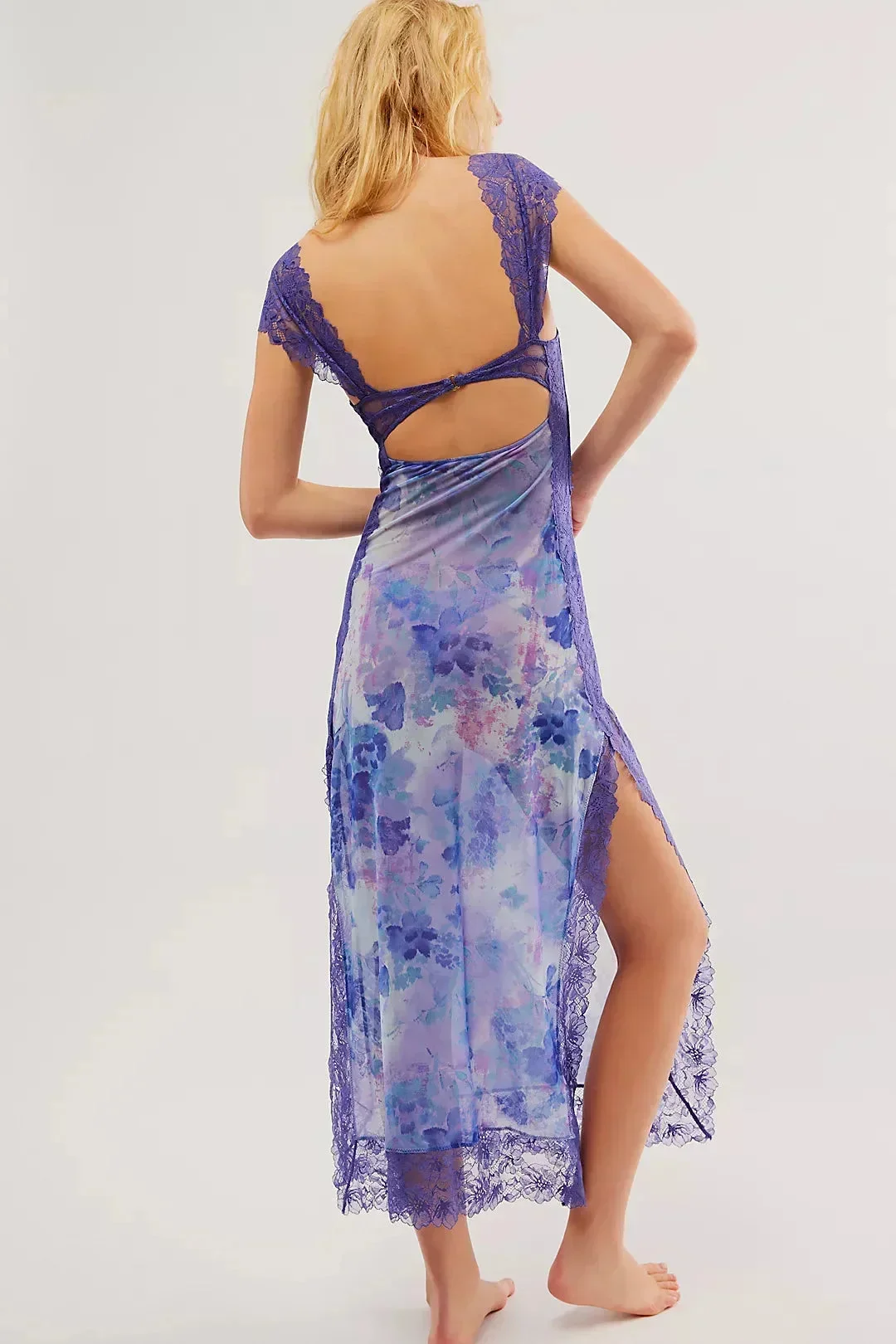 Lucinda | Sukienka damska maxi w kwiaty z przezroczystą koronką - Image 24
