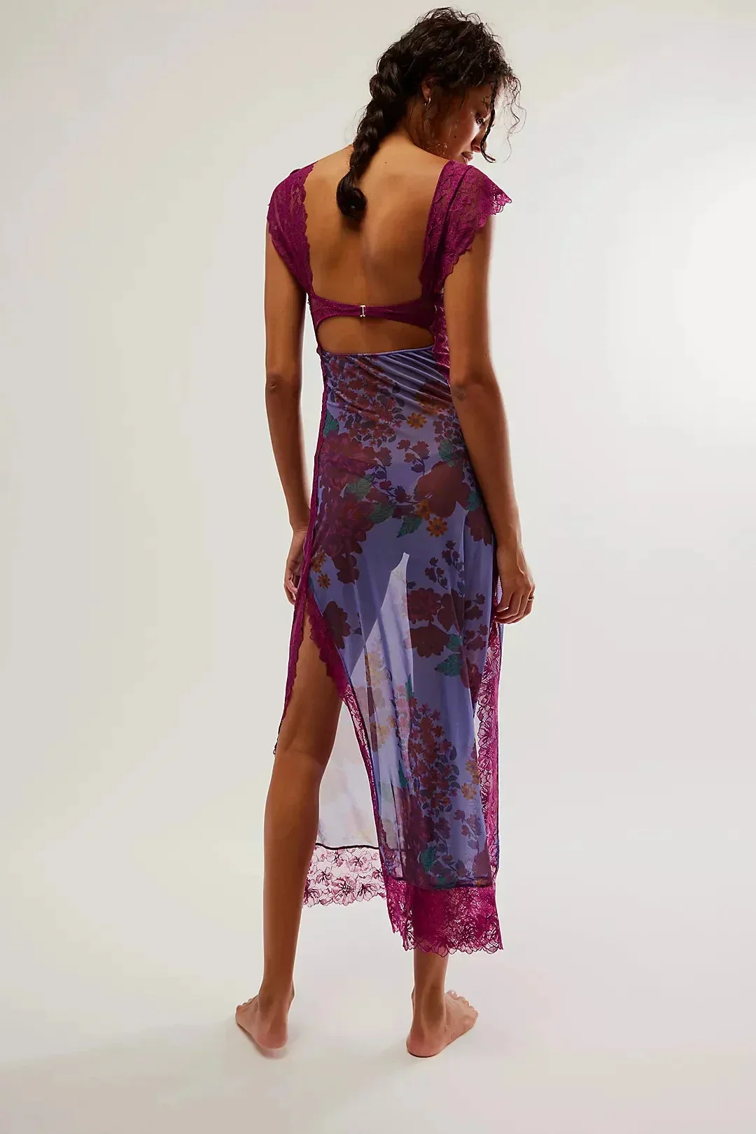 Lucinda | Sukienka damska maxi w kwiaty z przezroczystą koronką - Image 27