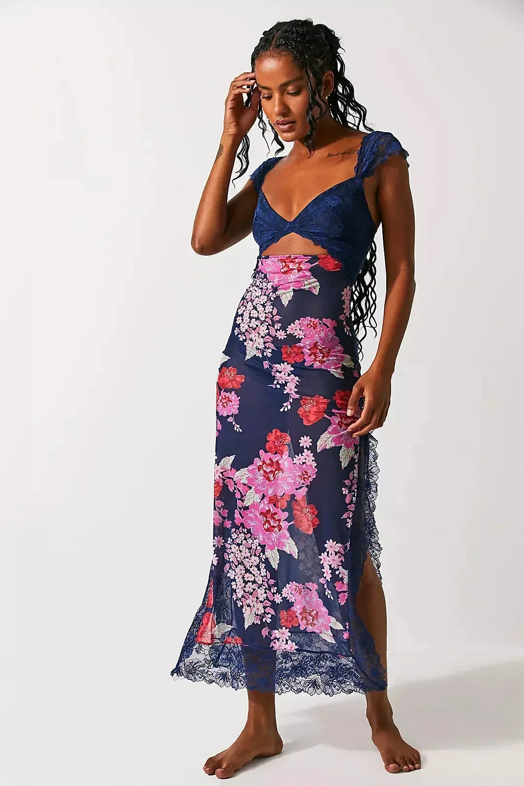 Lucinda | Sukienka damska maxi w kwiaty z przezroczystą koronką - Image 29