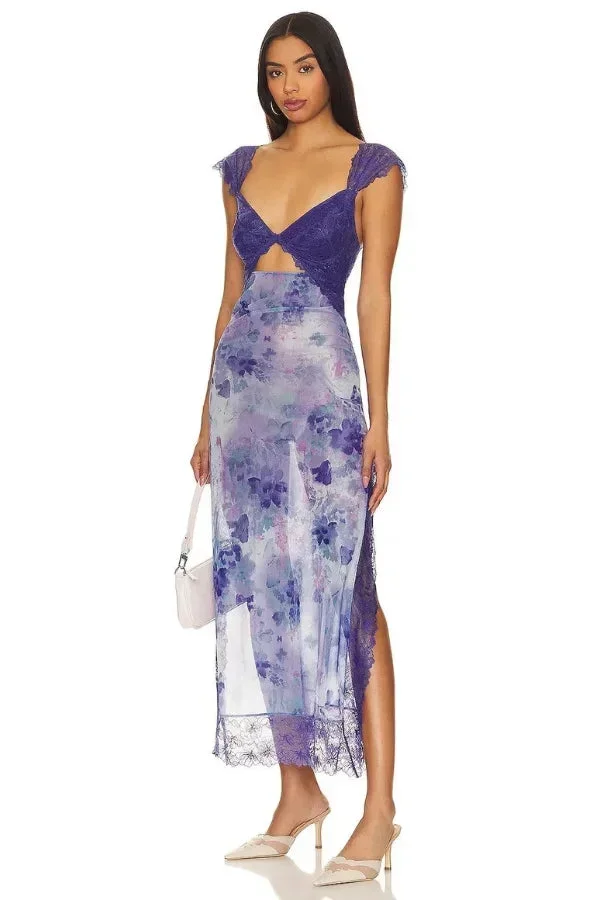 Lucinda | Sukienka damska maxi w kwiaty z przezroczystą koronką - Image 34