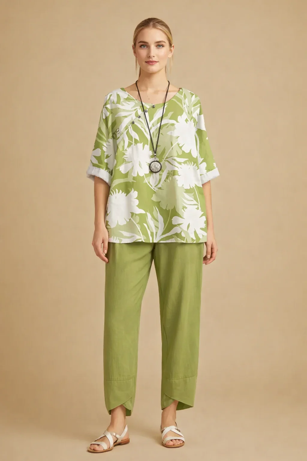 Mabel | Damski komplet elegancki z botanicznym wzorem, stylowy zestaw - Image 9