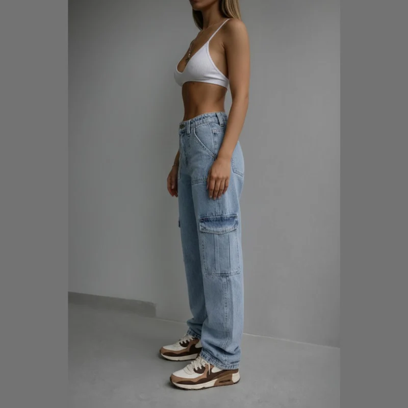 Mable | jeansy cargo damskie w stylu streetwear z niskim stanem - Image 2