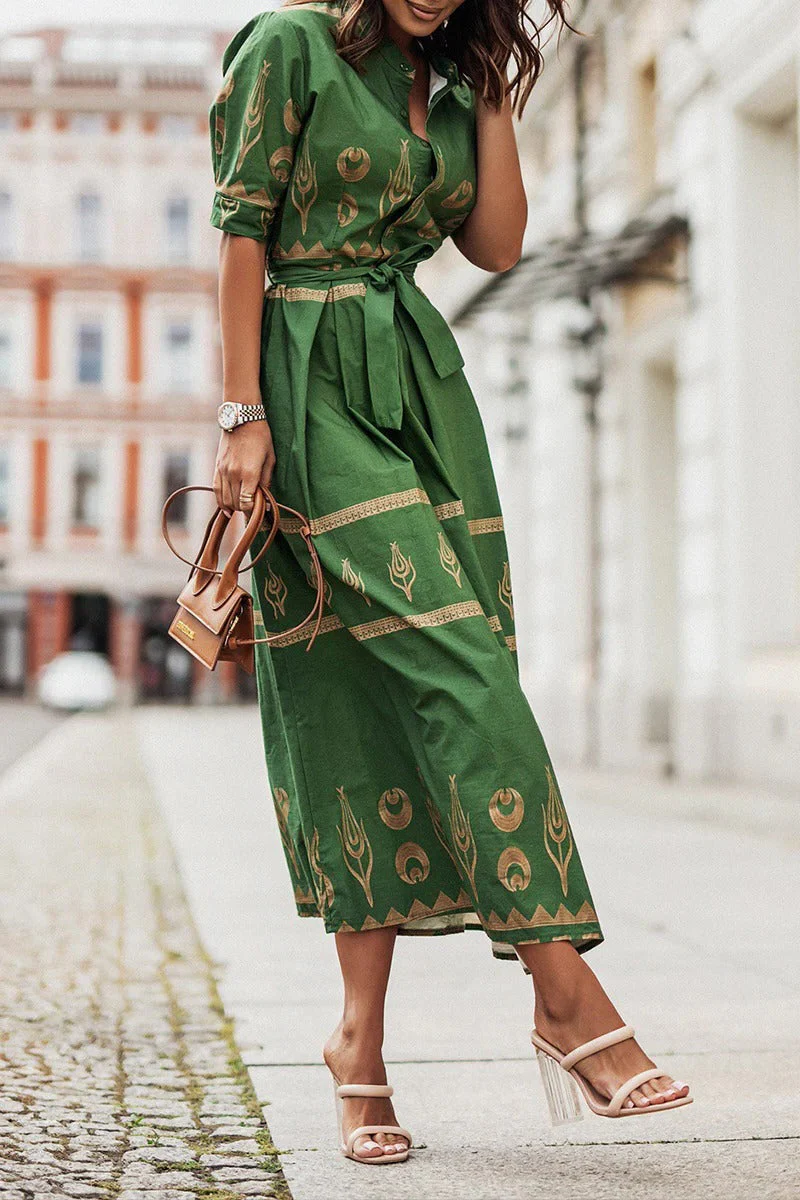Madeleine | sukienka midi damska boho z nadrukiem, casualowa i zwiewna - Image 2