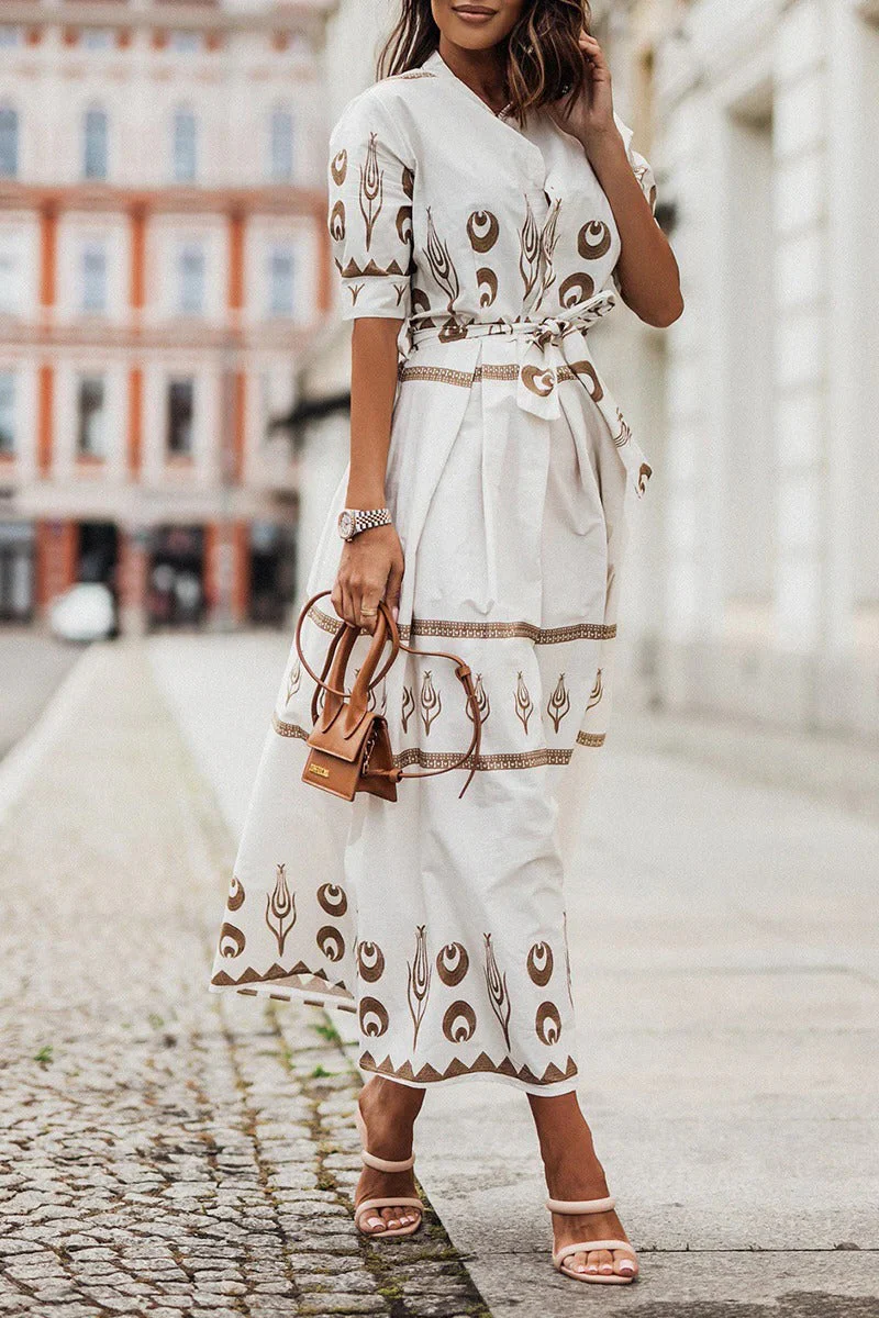 Madeleine | sukienka midi damska boho z nadrukiem, casualowa i zwiewna - Image 3