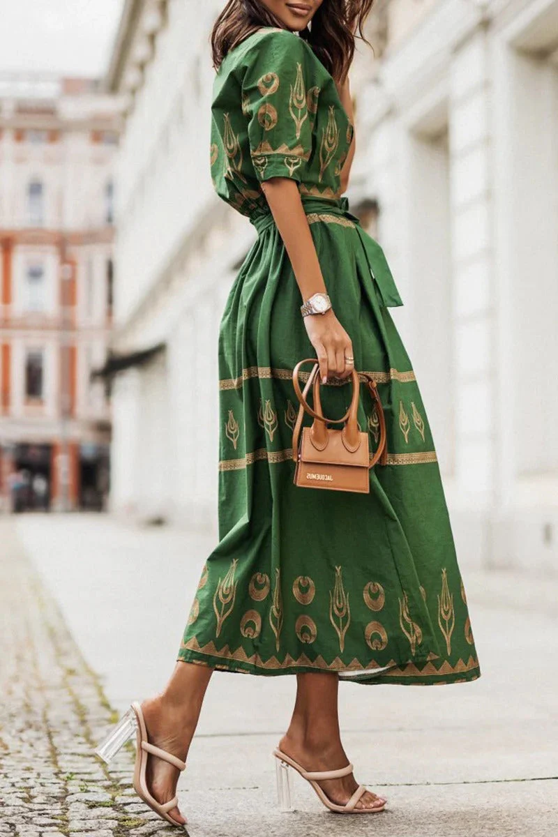 Madeleine | sukienka midi damska boho z nadrukiem, casualowa i zwiewna - Image 5