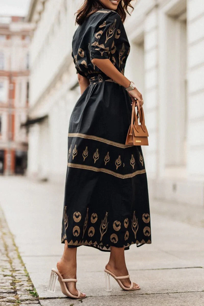 Madeleine | sukienka midi damska boho z nadrukiem, casualowa i zwiewna - Image 6