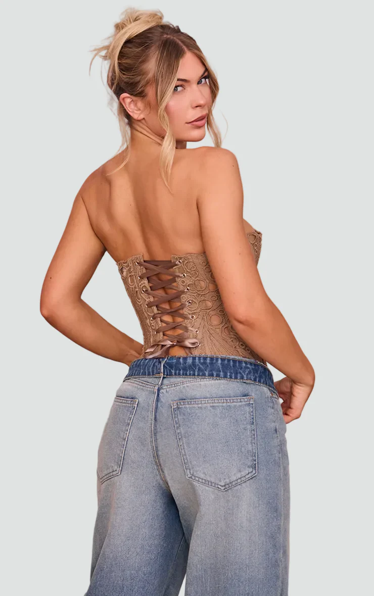 Margaretta | Top bustier damski koronkowy bez ramiączek w eleganckim stylu - Image 3
