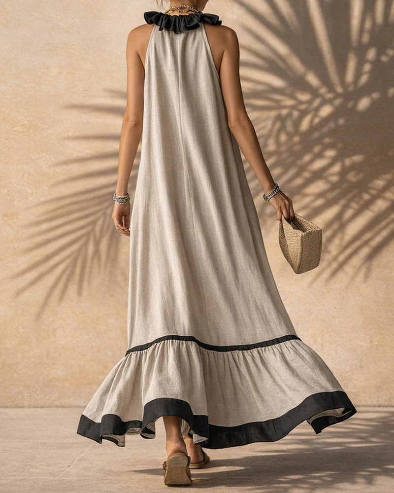 Margo | Sukienka maxi damska z mieszanki lnu - Image 3