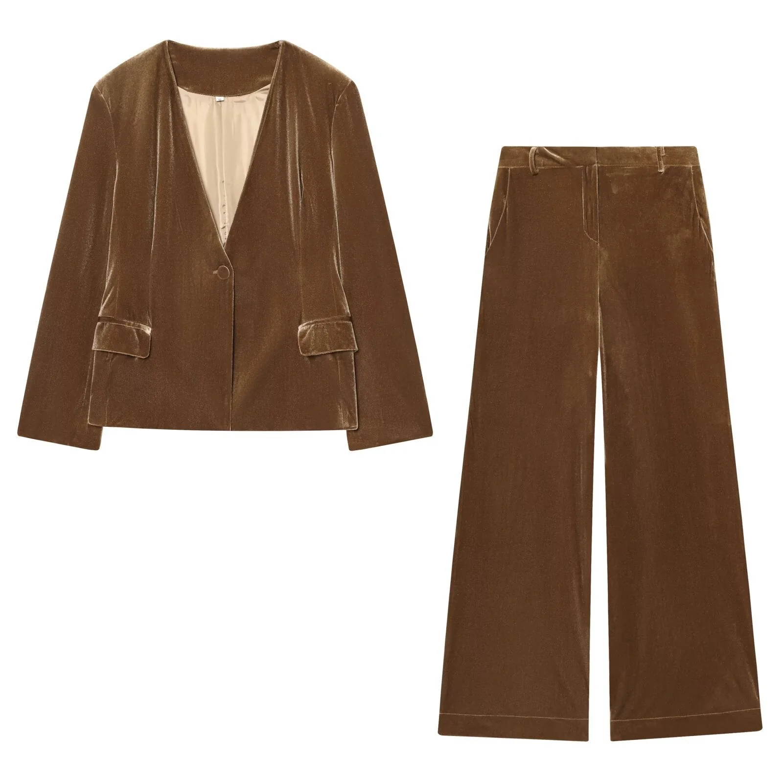 Marsha | Aksamitny komplet damski co-ord z szerokimi nogawkami, elegancki i stylowy - Image 4