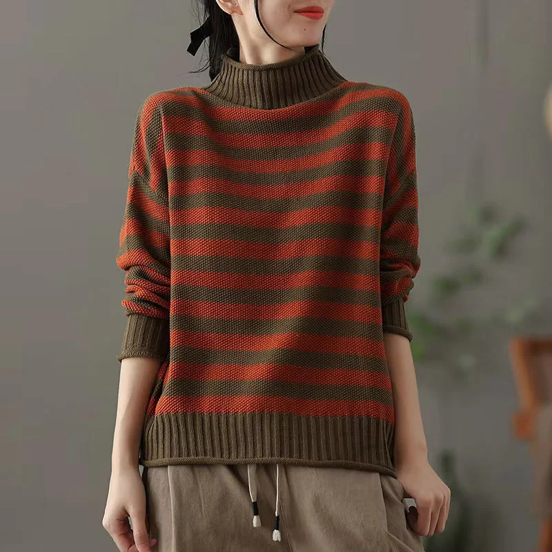 Martyna | Sweter damski luźny z długim rękawem i nadrukiem, dzianinowy casual - Image 7