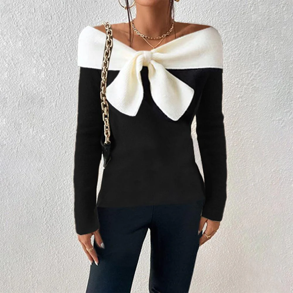 Maryanne | Damski elegancki sweter z dekoltem w serek - Image 2