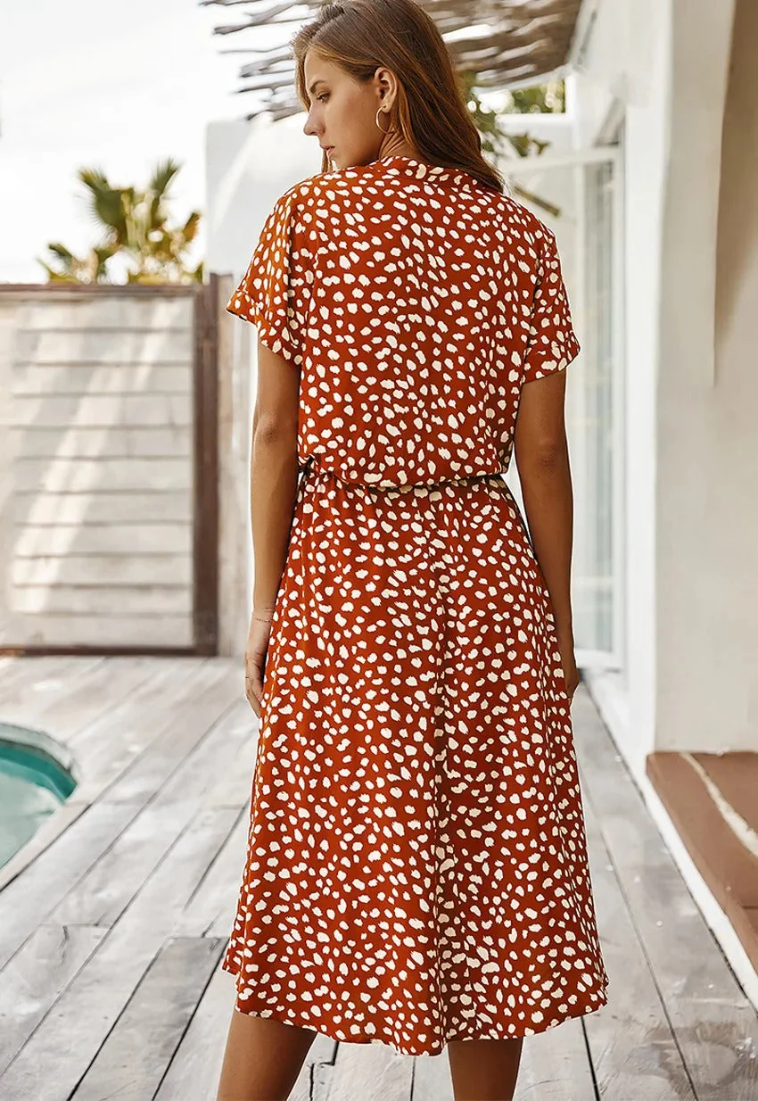 Mavis | Sukienka damska midi w zwierzęcy print ze ściągaczem w talii - Image 12