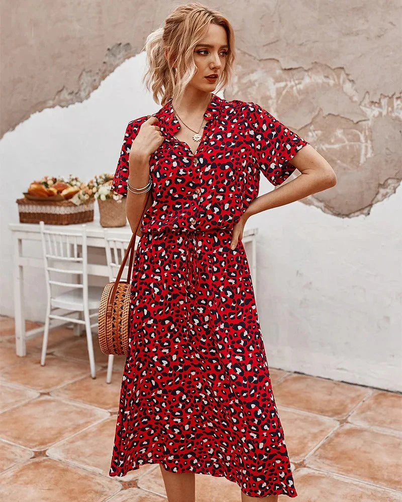Mavis | Sukienka damska midi w zwierzęcy print ze ściągaczem w talii - Image 6