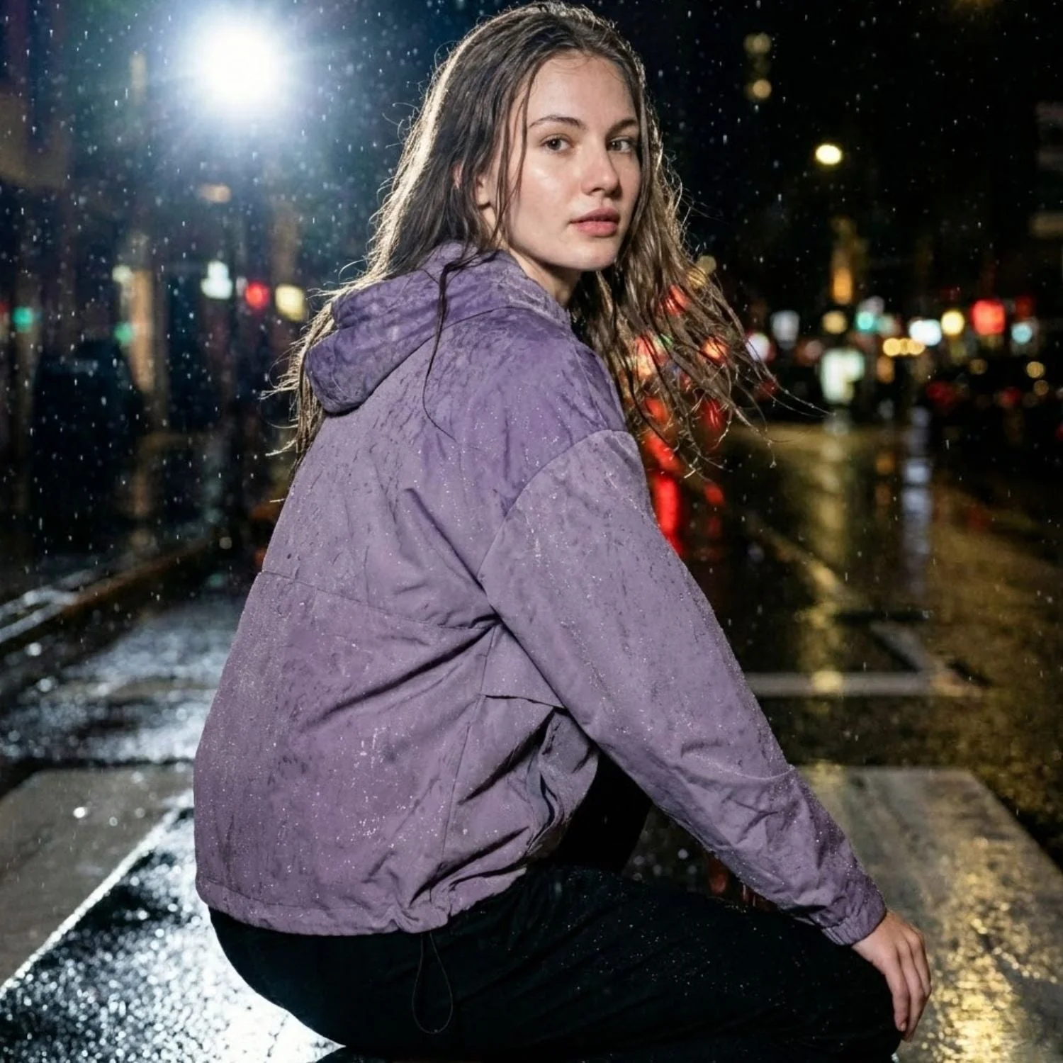 Medea | Damski oversize anorak z półzamkiem i przednią kieszenią typu kangurka - Image 2