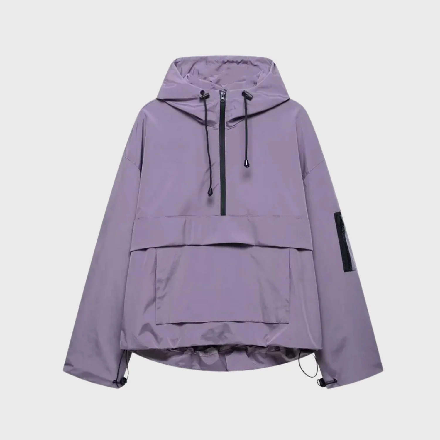 Medea | Damski oversize anorak z półzamkiem i przednią kieszenią typu kangurka - Image 6