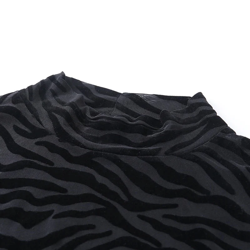 Mehitable | Damski top z tiulu z motywem zebry, dopasowany fason, modny i wyrazisty styl - Image 7