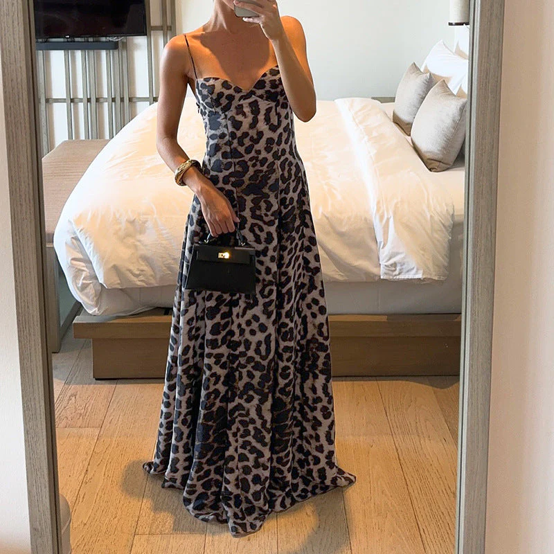 Mel | Sukienka damska maxi w panterkę z gorsetową górą typu sweetheart - Image 10