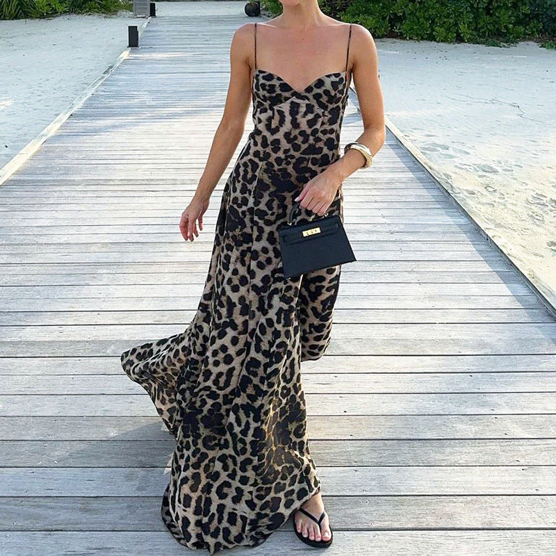 Mel | Sukienka damska maxi w panterkę z gorsetową górą typu sweetheart - Image 11