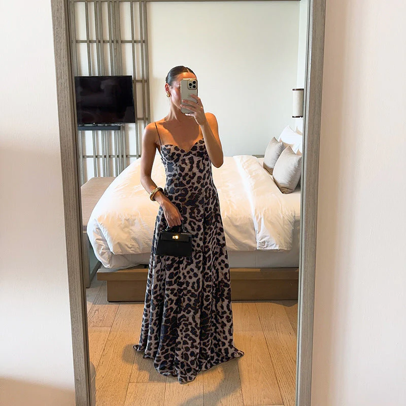 Mel | Sukienka damska maxi w panterkę z gorsetową górą typu sweetheart - Image 3