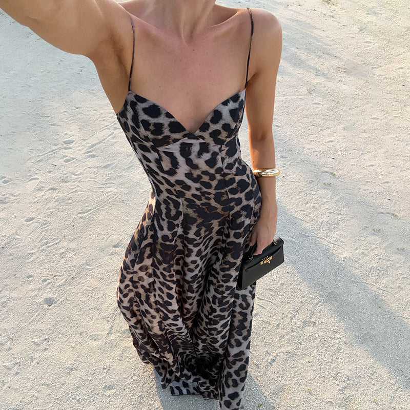 Mel | Sukienka damska maxi w panterkę z gorsetową górą typu sweetheart - Image 4