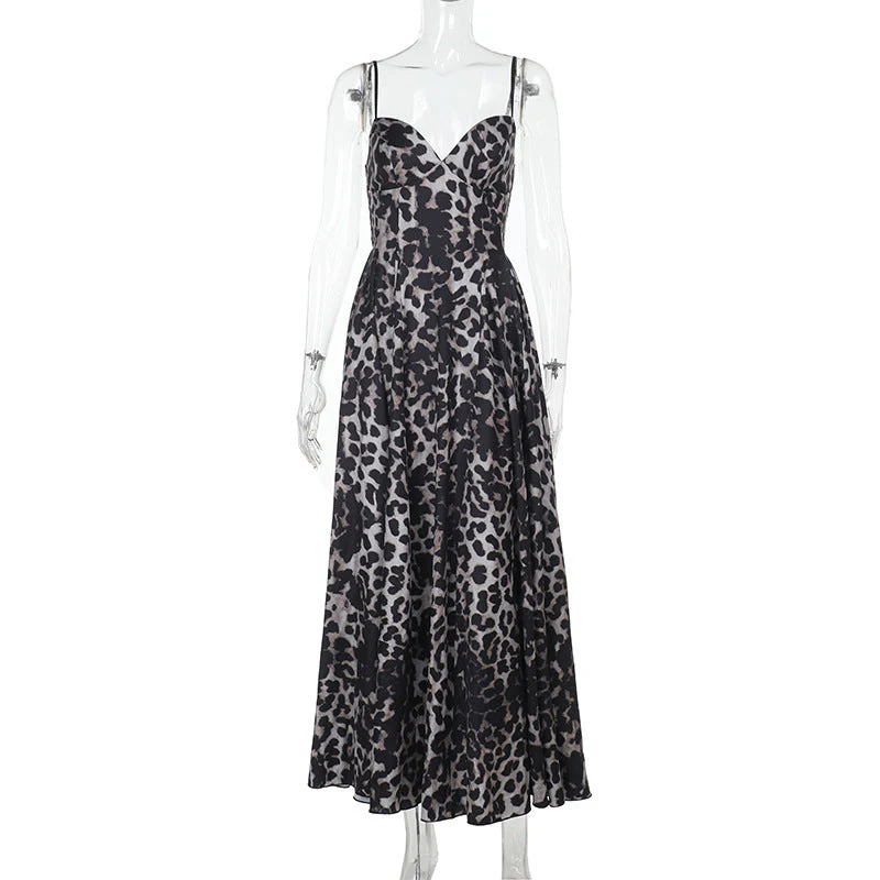 Mel | Sukienka damska maxi w panterkę z gorsetową górą typu sweetheart - Image 5