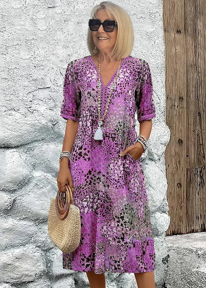 Meredith | Sukienka damska midi z dekoltem V w boho kwiatowy wzór - Image 5