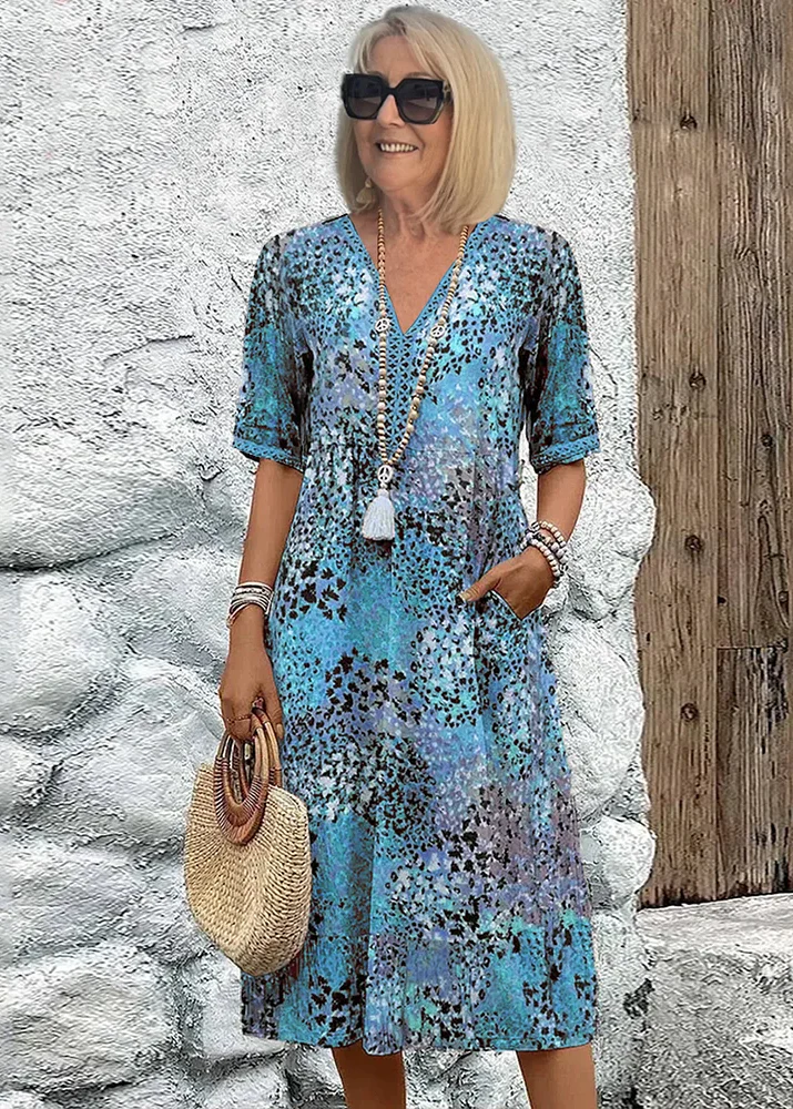 Meredith | Sukienka damska midi z dekoltem V w boho kwiatowy wzór - Image 7