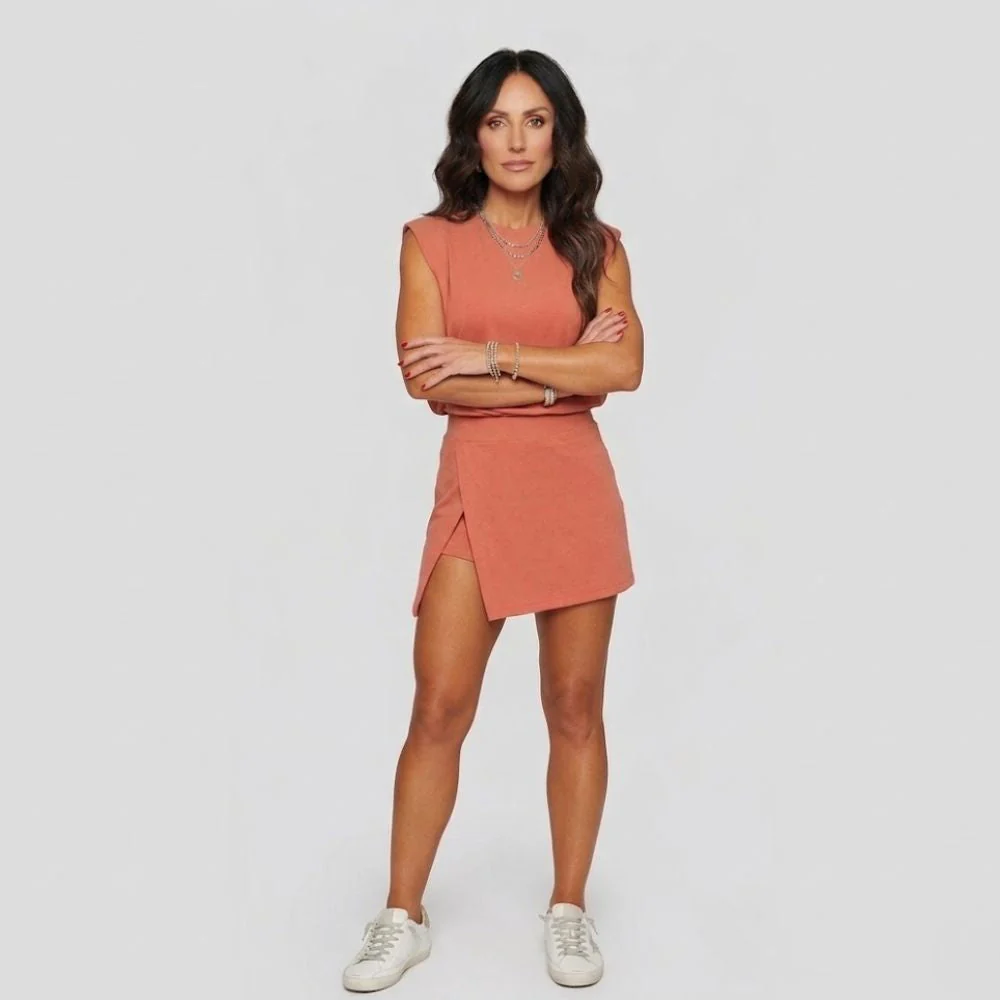 Mila | Damski komplet skort z efektem mineral wash, top typu muscle tank - Image 6