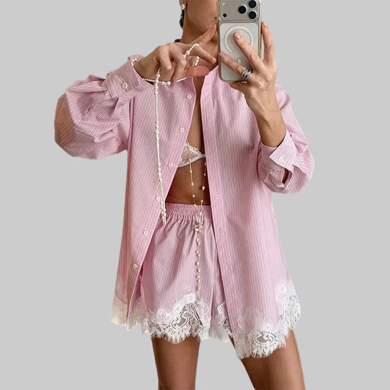 Minnie | Damski 2-częściowy komplet z oversize koszulą zapinaną na guziki - Image 7