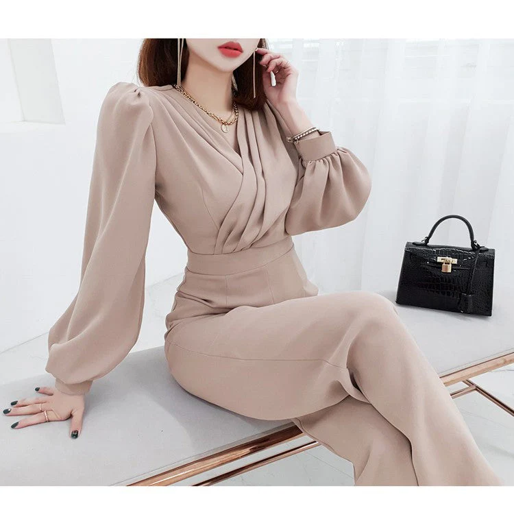 Naomi | Damski kombinezon z dekoltem w serek i wysokim stanem, elegancki modny - Image 2