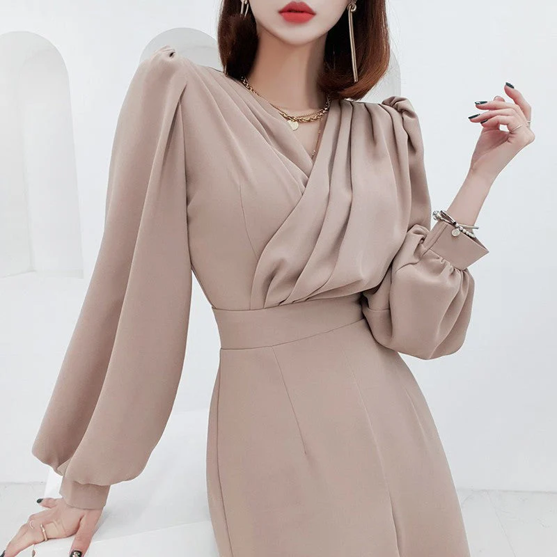 Naomi | Damski kombinezon z dekoltem w serek i wysokim stanem, elegancki modny - Image 3