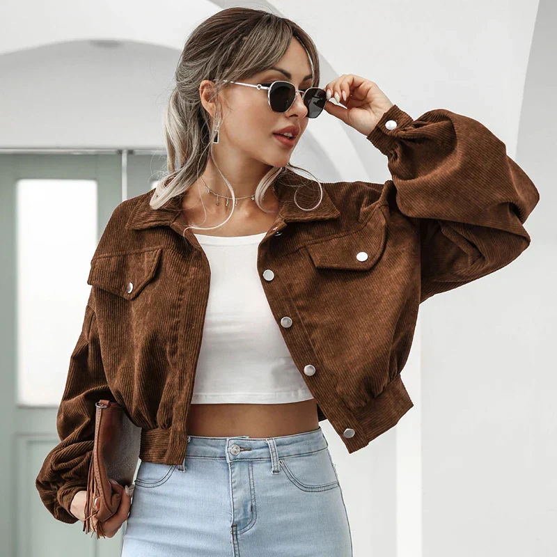 Natalia | Krótka kurtka damska z sztruksu, elegancki i modny fason na co dzień - Image 3