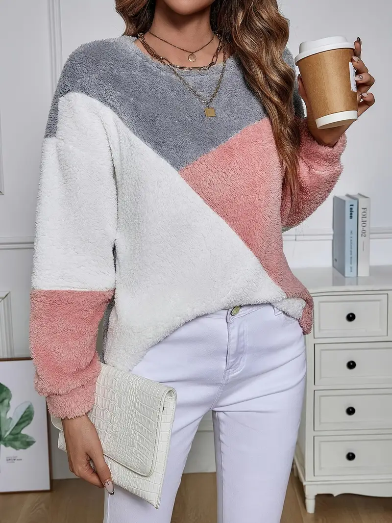 Noelle – nowoczesny damski sweter z kolorowymi wstawkami – zima - Image 3