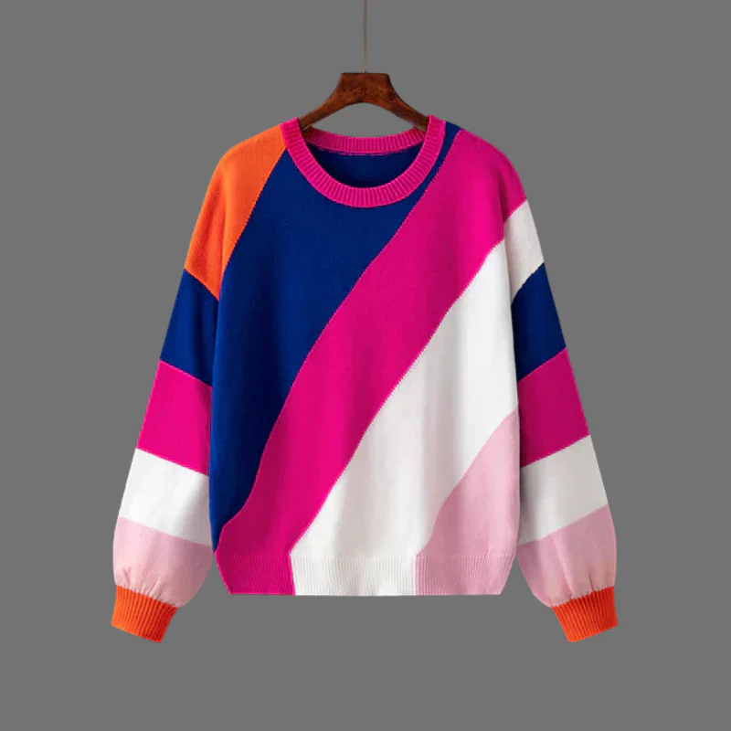 Olivette | sweter damski w paski z blokami kolorów, przytulny i stylowy na co dzień - Image 5