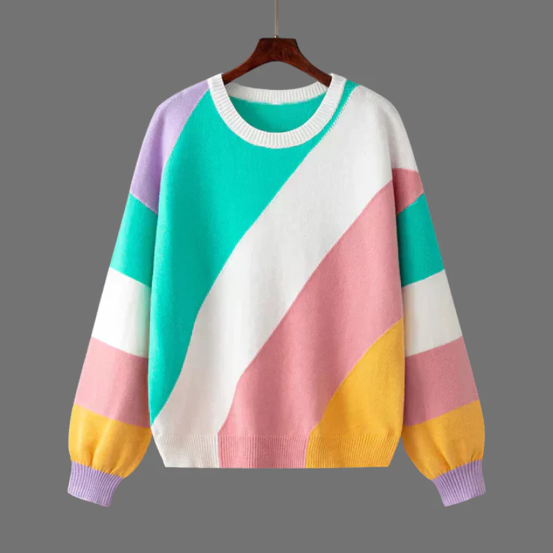 Olivette | sweter damski w paski z blokami kolorów, przytulny i stylowy na co dzień - Image 6