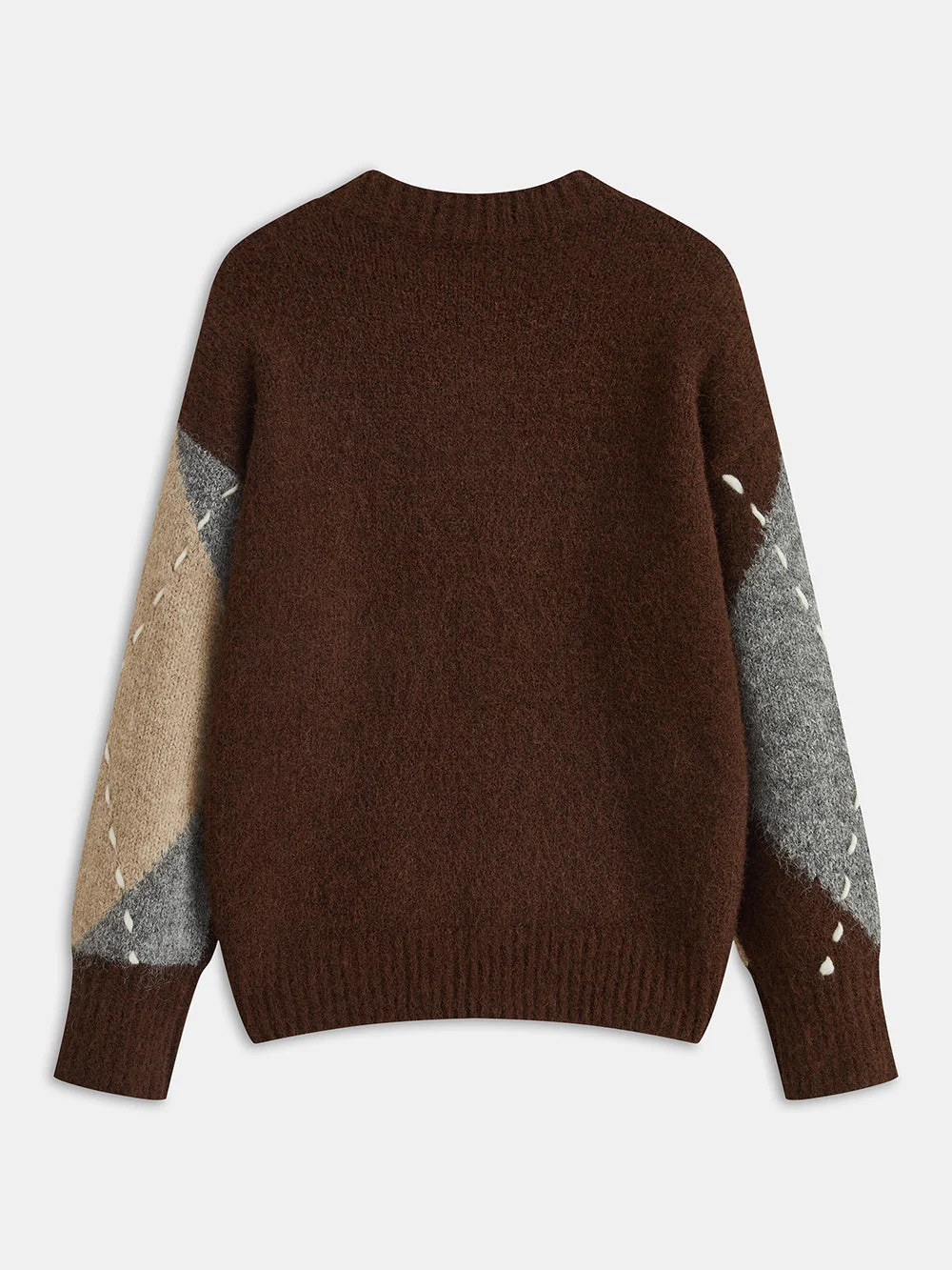 Patience | Sweter damski z dekoltem w serek w romby, dzianinowy stylowy - Image 2