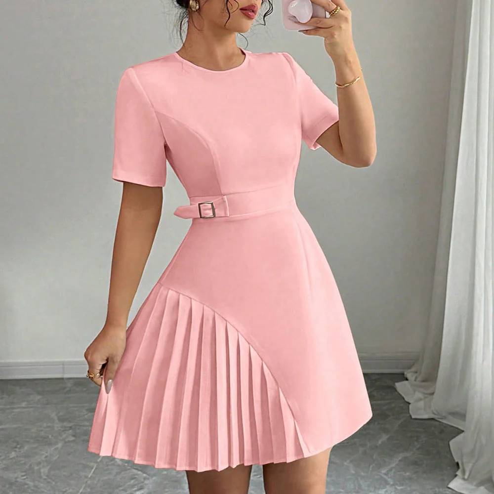Penelope | Sukienka mini damska z krótkim rękawem i paskiem w eleganckim stylu - Image 4