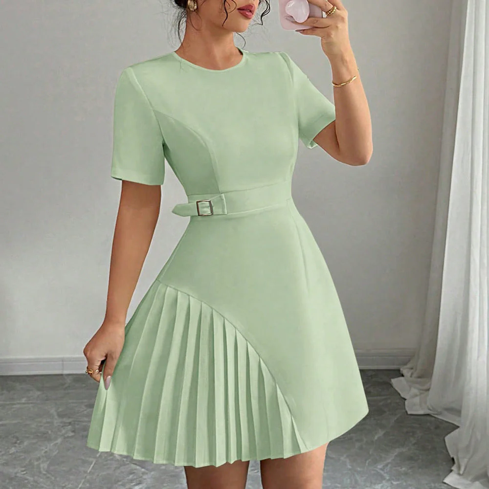 Penelope | Sukienka mini damska z krótkim rękawem i paskiem w eleganckim stylu - Image 5