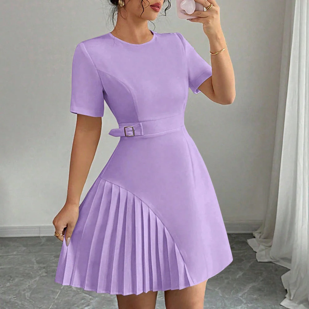 Penelope | Sukienka mini damska z krótkim rękawem i paskiem w eleganckim stylu - Image 6